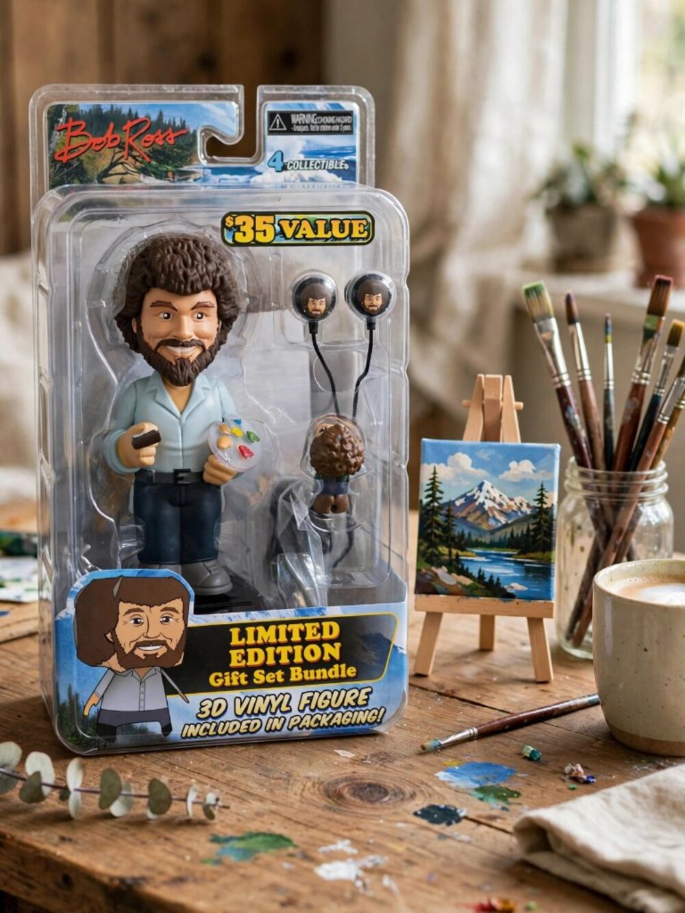 NECA Bob Ross Limited Edition Gift Set Bundle Sealed Body Knockers Earbuds